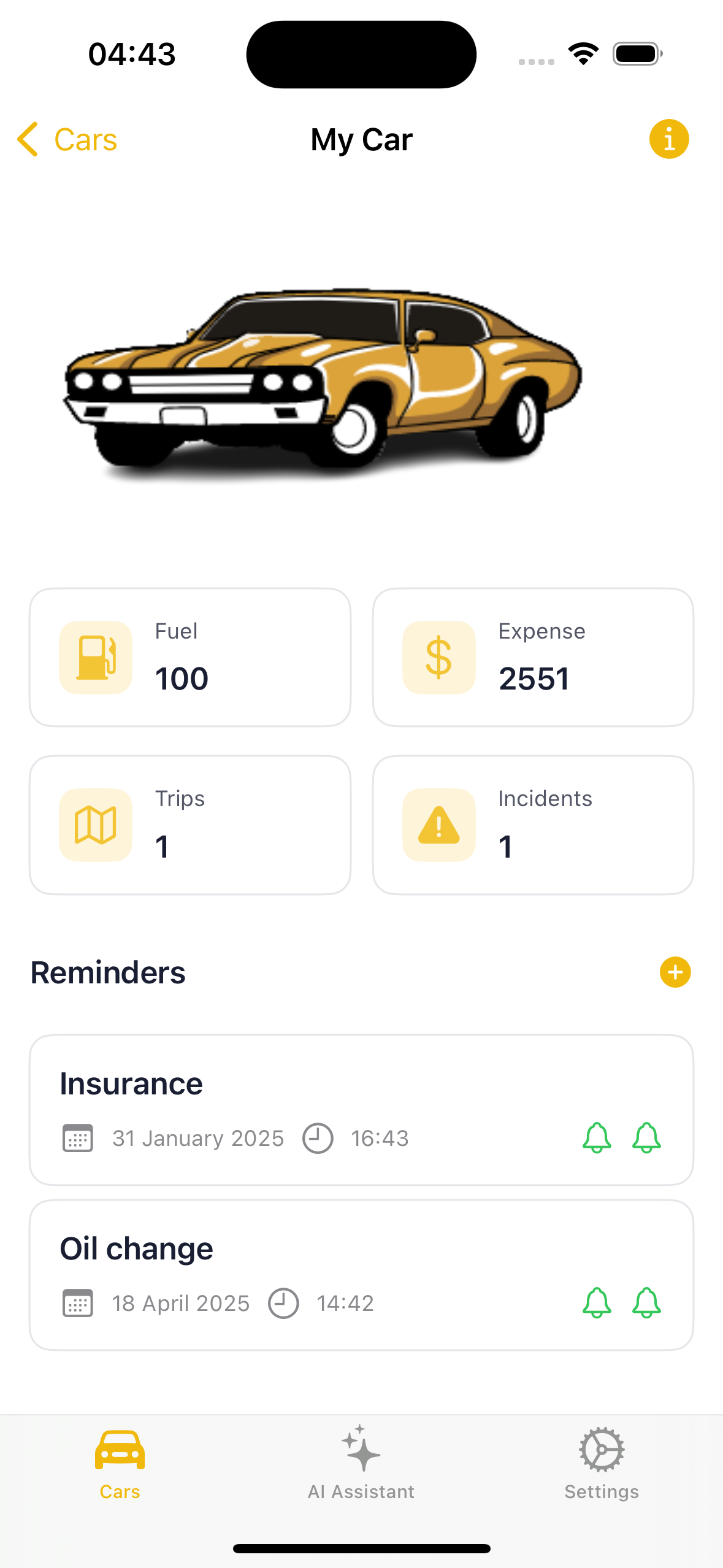 Car Maintenance Tracker App Screenshot